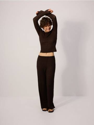 Reserved - LADIES` TROUSERS - темно коричневий - ZQ656-89X Reserved - LADIES` TROUSERS - темно коричневий - ZQ656-89X