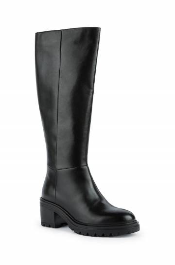 Geox - Кожаные полусапоги JR AGATA женские цвет чёрный каблук кирпичик D26QCJ 00043 C9999 Geox - Кожаные полусапоги JR AGATA женские цвет чёрный каблук кирпичик D26QCJ 00043 C9999