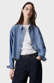 Женская синяя джинсовая рубашка CROPPED DAD Синий S Calvin Klein Jeans J20J225011