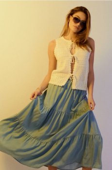 Міді спідниця з ефектом ступінчастості з ліоцелу - light blue