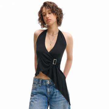 Cropp - Блузка асиметрична - чорний
