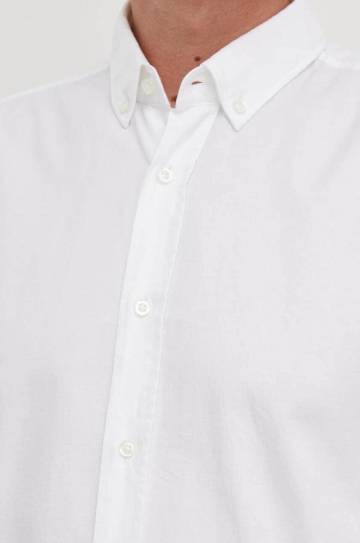 Хлопковая рубашка BOSS мужская цвет белый regular воротник button-down Хлопковая рубашка BOSS мужская цвет белый regular воротник button-down