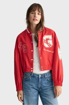 Женский красный бомбер CROPPED VARSITY Красный L Gant 4700308