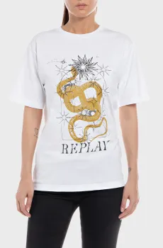 Женская белая футболка Белый M Replay W3698C.000.22658P