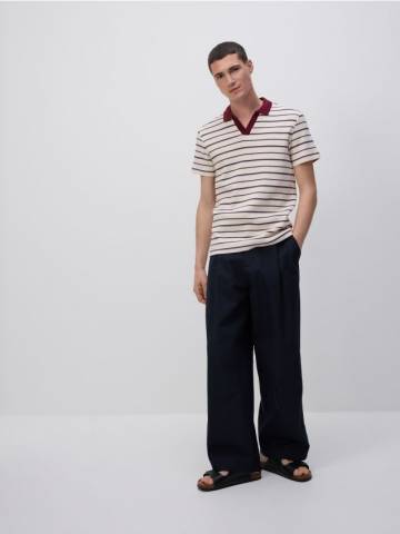 Reserved - Сорочка поло regular fit із текстурованого трикотажу - буряковий - 565EF-83X Reserved - Сорочка поло regular fit із текстурованого трикотажу - буряковий - 565EF-83X