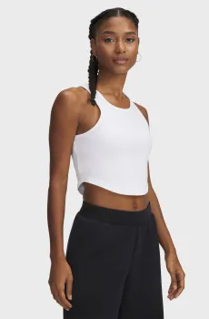 Женский белый топ UA Rival Rib Tank Белый S Under Armour 1389798-100