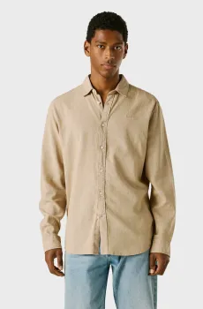 Мужская бежевая льняная рубашка PAYTON Бежевый L Pepe Jeans PM3091192