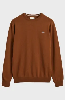 Мужской коричневый шерстяной джемпер SUPERFINE LAMBSWOOL Коричневый S Gant 87211