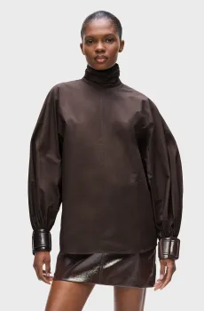 Женская темно-коричневая блуза patent Коричневый 40 Karl Lagerfeld A4W11013