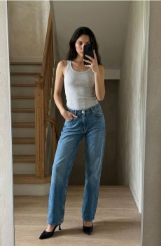 Прямі джинси з низькою посадкою - синій