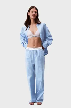 Женские голубые брюки в полоску LOGO WB POPLIN Голубой XS Calvin Klein LV00QS7410