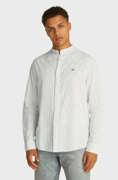Мужская белая рубашка в полоску LINEN MIX BND STP SHRT EXT Белый L Tommy Jeans DM0DM20893