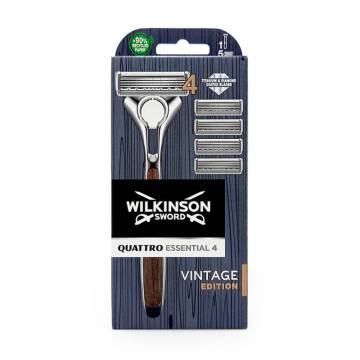Бритва Wilkinson Sword Quattro Vintage Edition с 4 сменными картриджами, мужская Бритва Wilkinson Sword Quattro Vintage Edition с 4 сменными картриджами, мужская