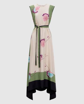 Платье миди из шелка в цветочный принт