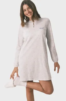 Женская светло-серая ночная рубашка с узором Серый XL womensecret 4362328