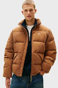 Мужская коричневая вельветовая куртка VAIL CORD PUFFER Коричневый XL Tommy Jeans DM0DM22031