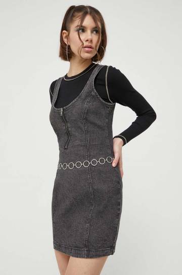 Джинсовое платье Guess Originals цвет серый mini облегающее Джинсовое платье Guess Originals цвет серый mini облегающее