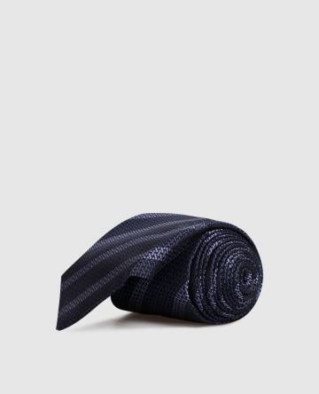 Синий галстук из шелка в полоску