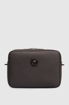 Коричневая кожаная сумка с логотипом логотип