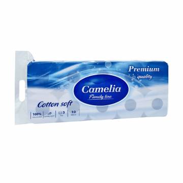 Туалетная бумага Camelia Premium белая, 3-слойная, 161 отрыв, 10 рулонов Туалетная бумага Camelia Premium белая, 3-слойная, 161 отрыв, 10 рулонов