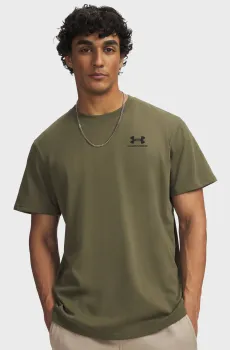 Мужская оливковая футболка UA M LOGO EMB HEAVYWEIGHT SS Оливковый XXL Under Armour 1373997-390