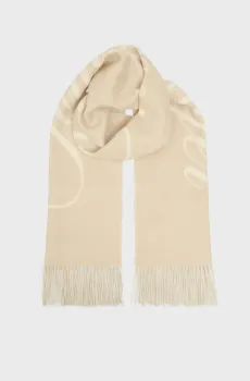 Женский бежевый шерстяной шарф с узором SCRIPT LOGO Бежевый ONESIZE Tommy Hilfiger AW0AW17786