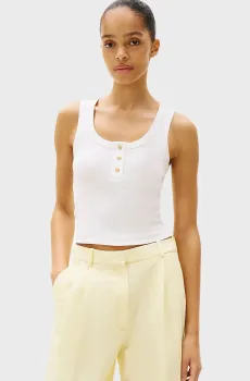 Женский белый топ SLIM HENLEY Белый L Tommy Hilfiger WW0WW43920