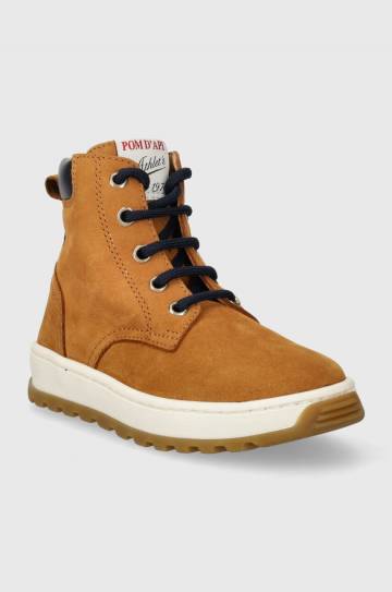 Детские замшевые полуботинки Pom Dapi FLOW BOOTS цвет коричневый