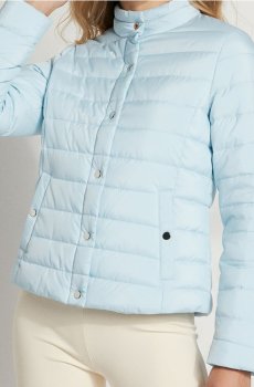 Стьобана куртка з високим коміром - блакитний