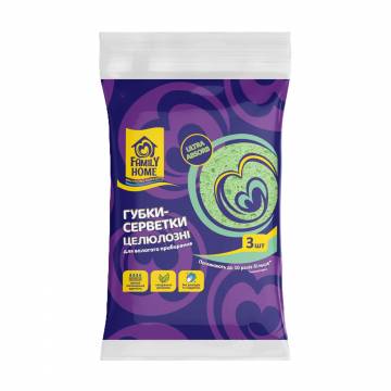 Губки-салфетки целлюлозные Family Home Ultra Absorb, 3 шт