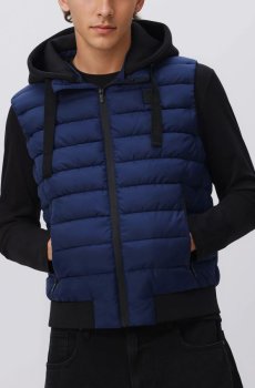 Reserved - Стьобаний жилет із каптуром - індиго - 435HZ-57X