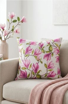 Наволочка з квітковим візерунком - яскраво-рожевий