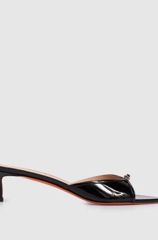 Черные кожаные лакированные мюли