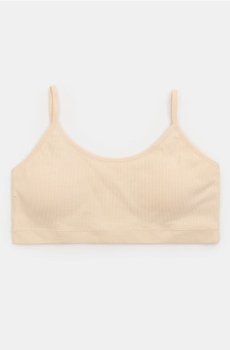 Ребристий топ-бра на тонких бретелях - кремовий