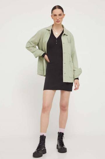 Платье Tommy Jeans цвет чёрный mini облегающее Платье Tommy Jeans цвет чёрный mini облегающее