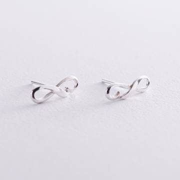 Серебряные серьги - пусеты "Бесконечность" 122869 Серебряные серьги - пусеты "Бесконечность" 122869