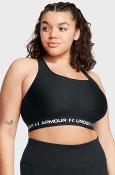 Женский черный топ UA Crossback Mid Bra Черный XXL Under Armour 1361034-006