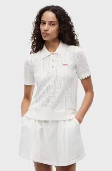 Женское белое поло POINTELLE POLO SWEATER Белый S Tommy Jeans DW0DW22932