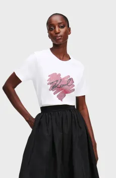 Женская белая футболка HEARTS Белый S Karl Lagerfeld A1W17115