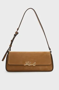 Женская рыжая замшевая сумка signature ew shb Рыжий ONESIZE Karl Lagerfeld B3W30025