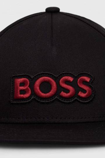 Хлопковая кепка Boss Orange цвет чёрный с аппликацией Хлопковая кепка Boss Orange цвет чёрный с аппликацией