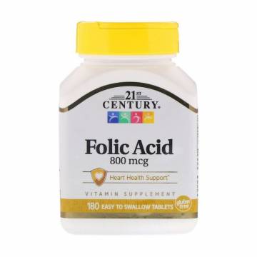 Фолиевая кислота 21st Century Folic Acid 800 мкг, 180 таблеток Фолиевая кислота 21st Century Folic Acid 800 мкг, 180 таблеток