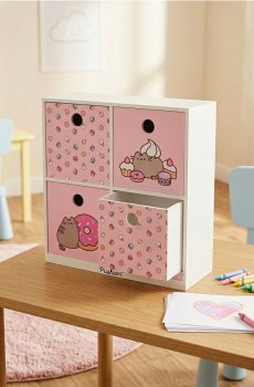 Дитяча шафка з шухлядами Pusheen - пастельний рожевий