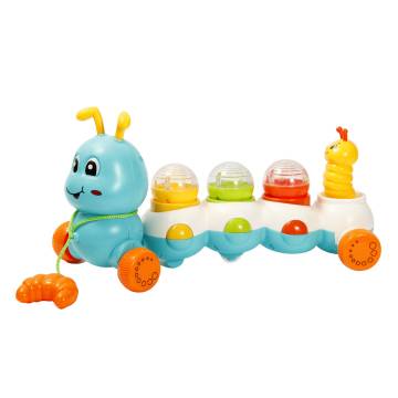 Развивающая игрушка-каталка Lindo Гусеница, голубая, с 1.5 года (QF366-042 г)