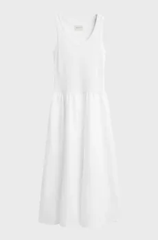 Женское белое платье MIDI JERSEY WOVEN COMBO DRESS Белый M Gant 4503369