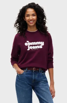 Женский бордовый свитшот REG NOVELTY CREW EXT Бордовый L Tommy Jeans DW0DW23306