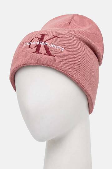 Хлопковая шапка Calvin Klein Jeans цвет фиолетовый из тонкого трикотажа хлопковая K60K612668 Хлопковая шапка Calvin Klein Jeans цвет фиолетовый из тонкого трикотажа хлопковая K60K612668