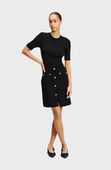 Женское черное платье BUTTON SSLV DETAIL DRESS Черный M Karl Lagerfeld A2W13053