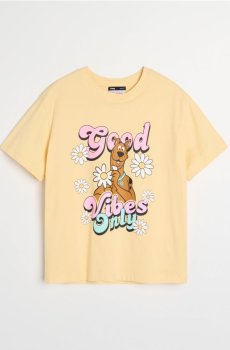 Бавовняна футболка з принтом Scooby Doo - світло-жовтий