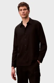 Мужская черная льняная рубашка CLASSIC Черный M Calvin Klein LV04LE125G